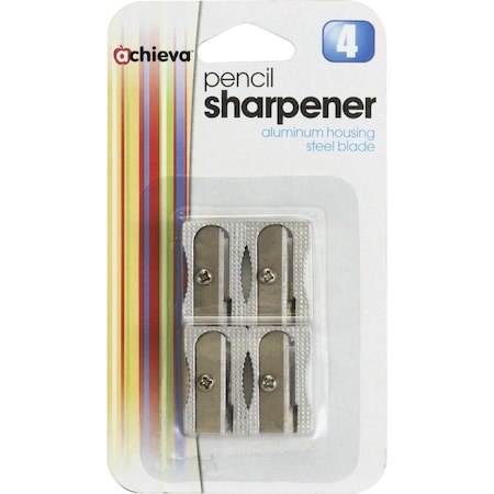 Oic Aluminum Pencil Sharpener, 3/8", 4/PK, Metallic Silver PK OIC30218